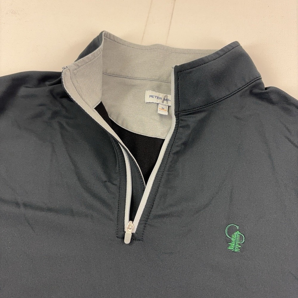 Calusa Pines Peter Millar Mens Medium Black 1/4 Zip Long Sleeve Golf Performance